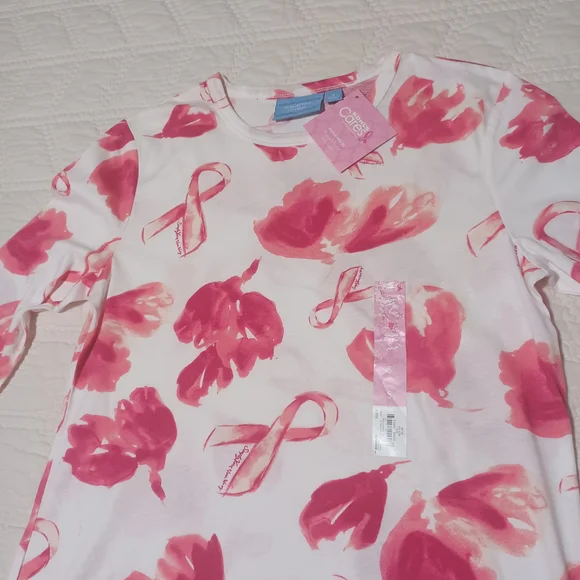 Simply Vera Vera Wang White and Pink Long Sleeve Shirt - Picture 3 of 4